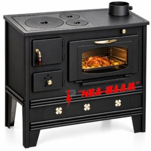 Готварска печка на твърдо гориво '' Прометей '' Нар Тип „B“ - 7kW - фурна със стъкло+ подвижен Чугунен плот