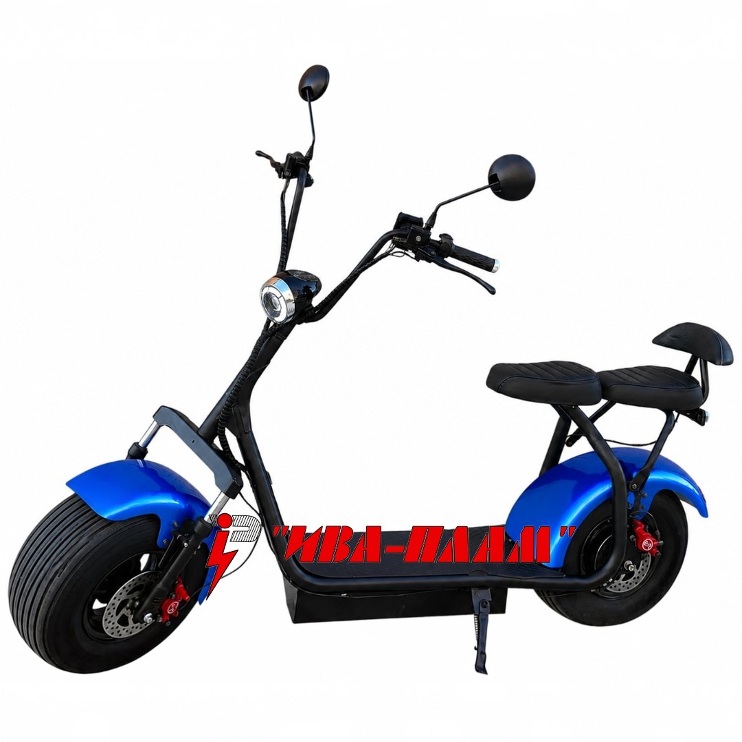 harley 1500w blue - Iva-Plam.com - снимка Електрически скутер City Harley – 1500W 60V + Bluetooth + Аларма- модел 2026 година