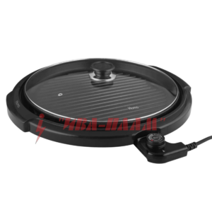 Електрическа скара кръгла '' HOMA '' HG-3638R - 2000W + Капак - Незалепващо оребрено покритие
