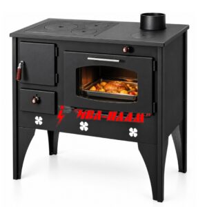 Готварска печка на твърдо гориво '' Прометей '' Нар Тип „B“ - 7,1 kW  с Висок крак - фурна със стъкло + подвижен Чугунен плот
