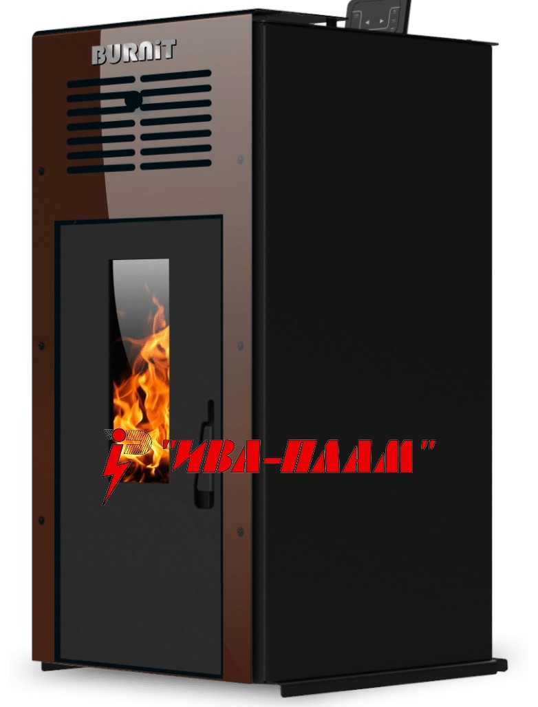 pellet stove ambient coffee brown burni - Iva-Plam.com - снимка Пелетна Камина BURNIT Ambient DUO PLUS 13 kW с WiFi модул - Без водна риза