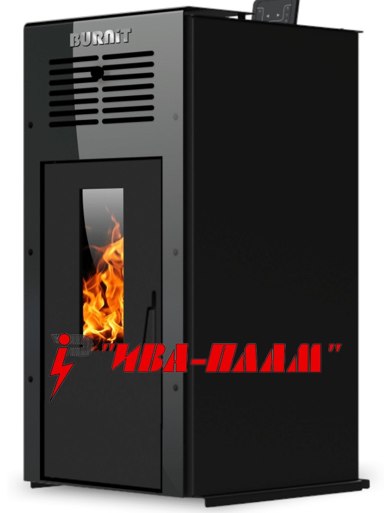 pellet stove ambient jet black burnit - Iva-Plam.com - снимка Пелетна Камина BURNIT Ambient DUO PLUS 13 kW с WiFi модул - Без водна риза - Image 2